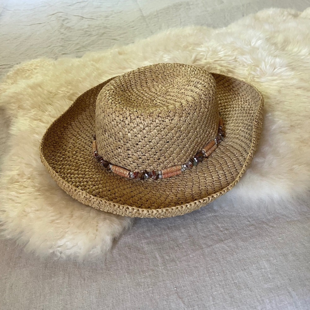Vintage Scala Natural Straw Sun Hat
